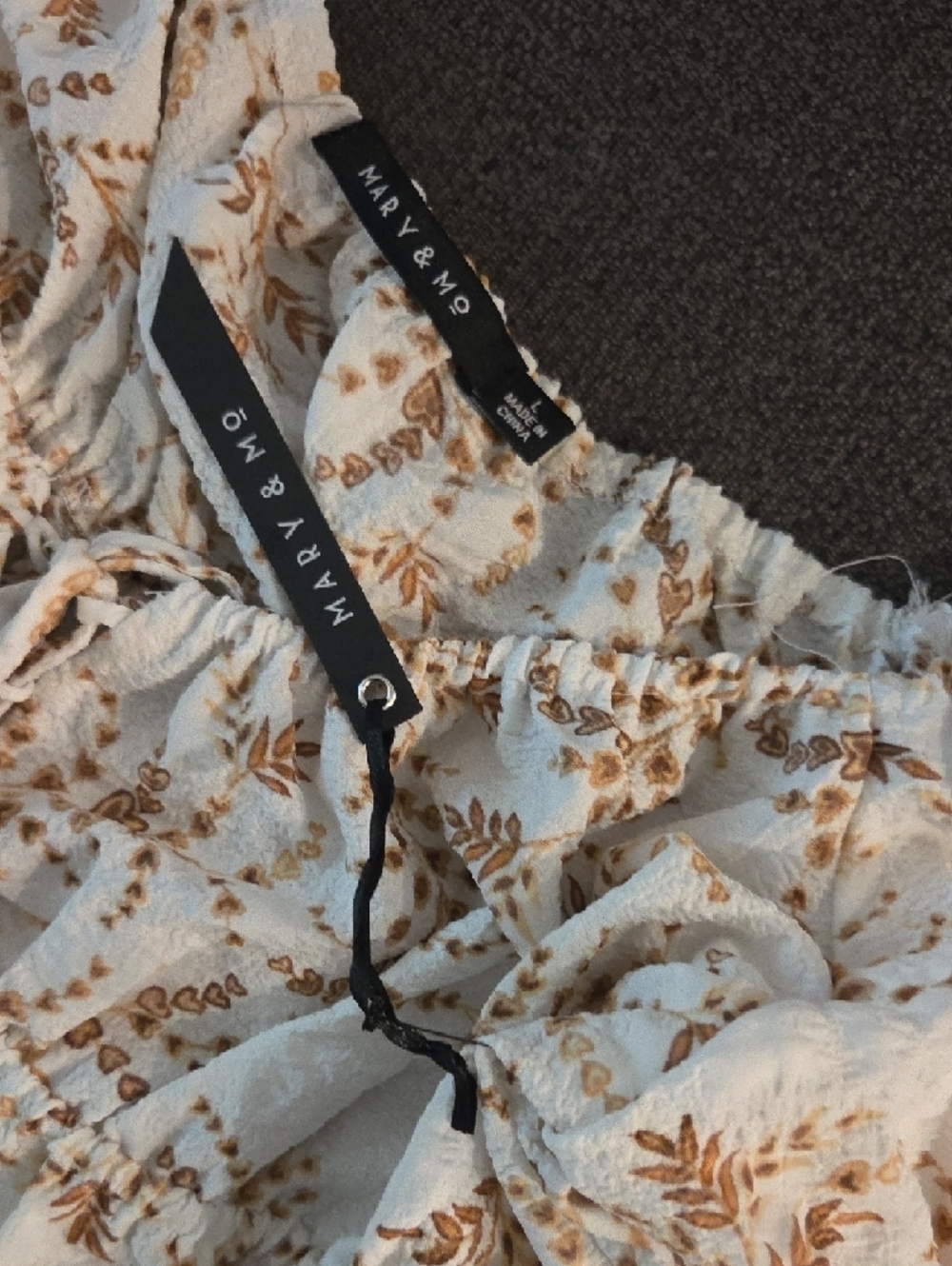 Cream Off-Shoulder Floral Tie-Front Crop Top - Picture 4 of 4